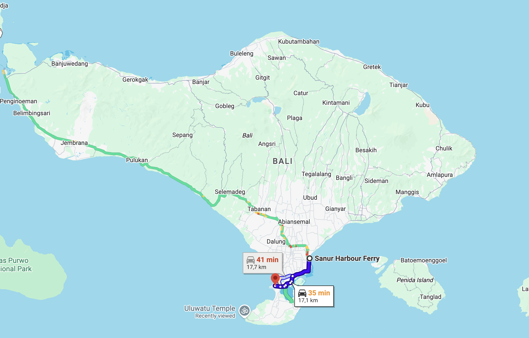 how much taxi from sanur harbor to airport?